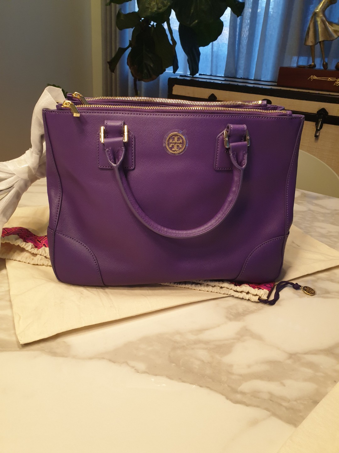 Charitybuzz: Tory Burch Robinson Double Zip Tote in Night Sky