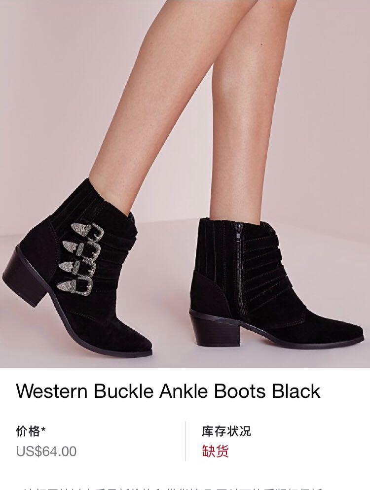 UK Brand Missguided Women s Western Four Buckle Belt Ankle Boots in Black freepricing MTRcentral MTRcwb MTRtst MTRmk Free Delivery summer19