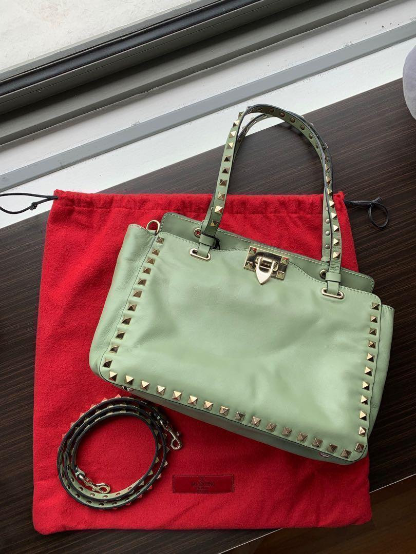 valentino rockstud bag green