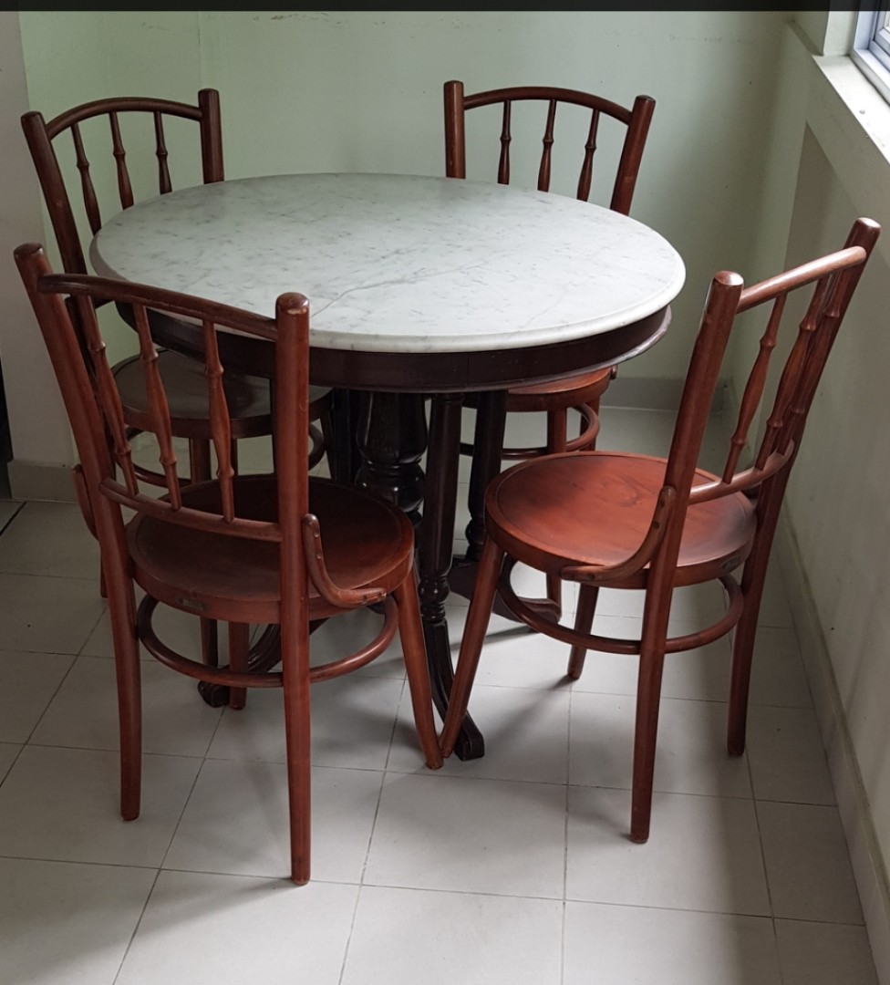 Vintage kopitiam marble table, Furniture & Home Living, Furniture