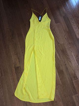 Nasty gal yellow maxi dress with slit