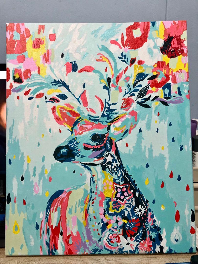 Acrylic deer painting (40x50), Hobbies  Toys, Stationery  Craft, Art   Prints on Carousell
