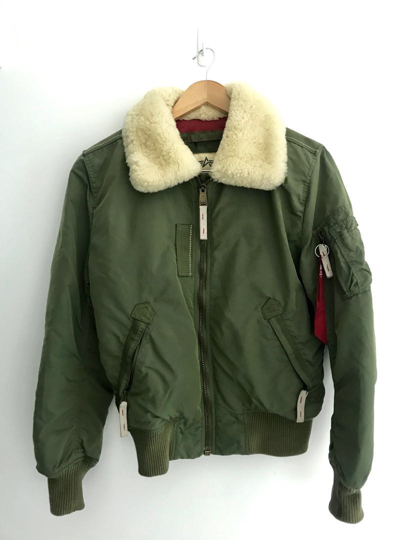 Alpha Industries MA-1 Shearling Jacket (Military Green), Men's Fashion ...