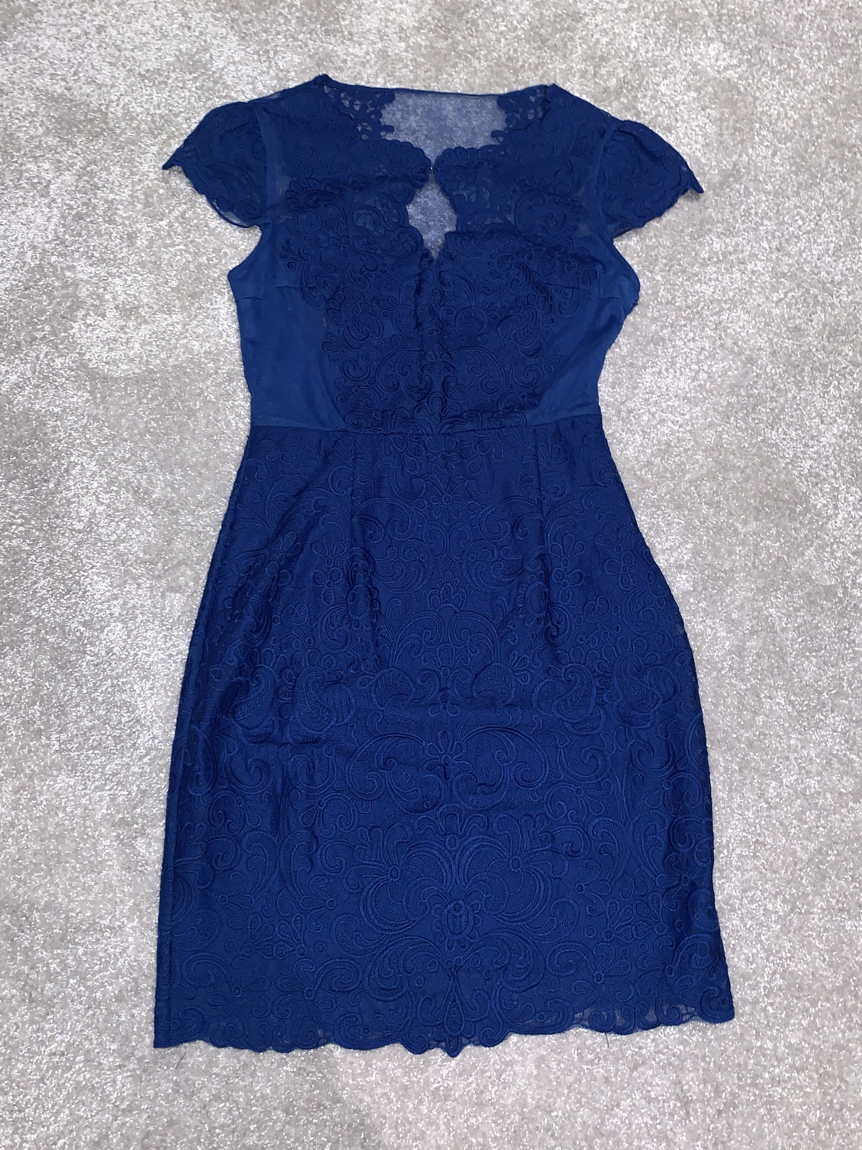 bcbg blue lace dress