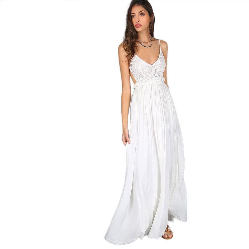 Lace overlay backless pleated maxi dress deals