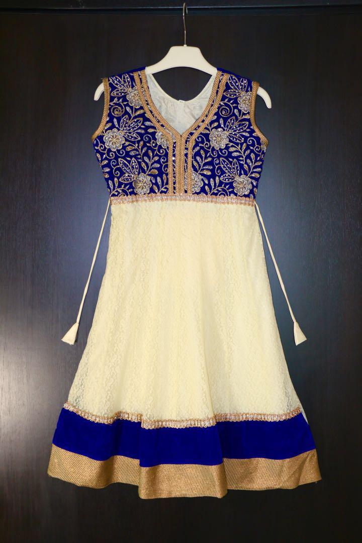 BN Indian Dress for girls royal Blue light Yellow Gold Size