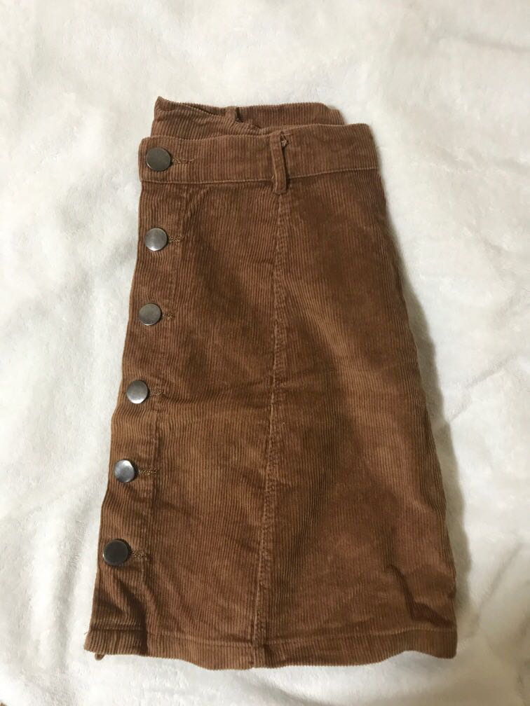 brown corduroy button skirt