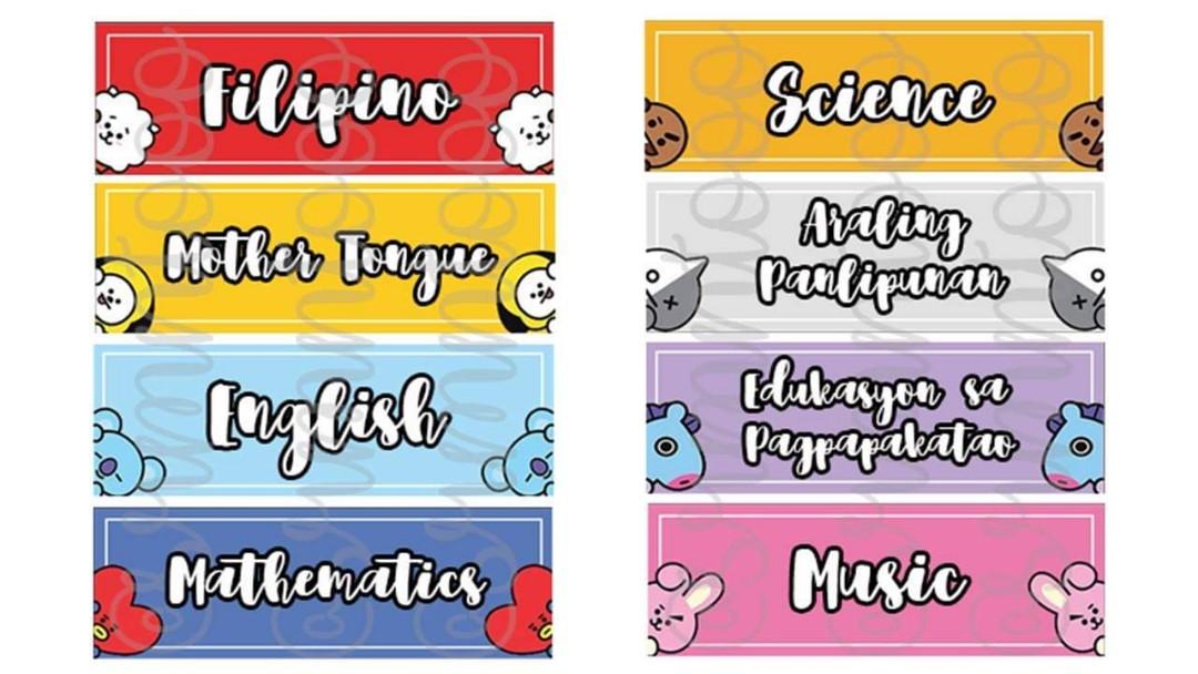 Printable Cute Subject Labels