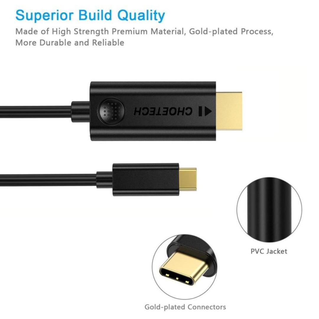 CHOETECH USB C to HDMI Cable 4K@30Hz (Thunderbolt 3 Compatible) (Category: Cables & Adaptors) located in Manila. Submitted by techsmartph (Listing ID 229941153, Image 2). Description: • ONLY support Samsung Note 9/S9/S9+/Note 8/S8/S8+/Huawei Mate 10/Mate 10 Pro/P10/P10 pro/P20/P20 pro/ Mate 20/Mate 20 Pro. NOT for all other smartphones like Sony Xperia,Razer phone and ALL Tab. • Compatible with iPad Pro 2018,MacBook Air,2018/2017/2016 MBP,2017 iM