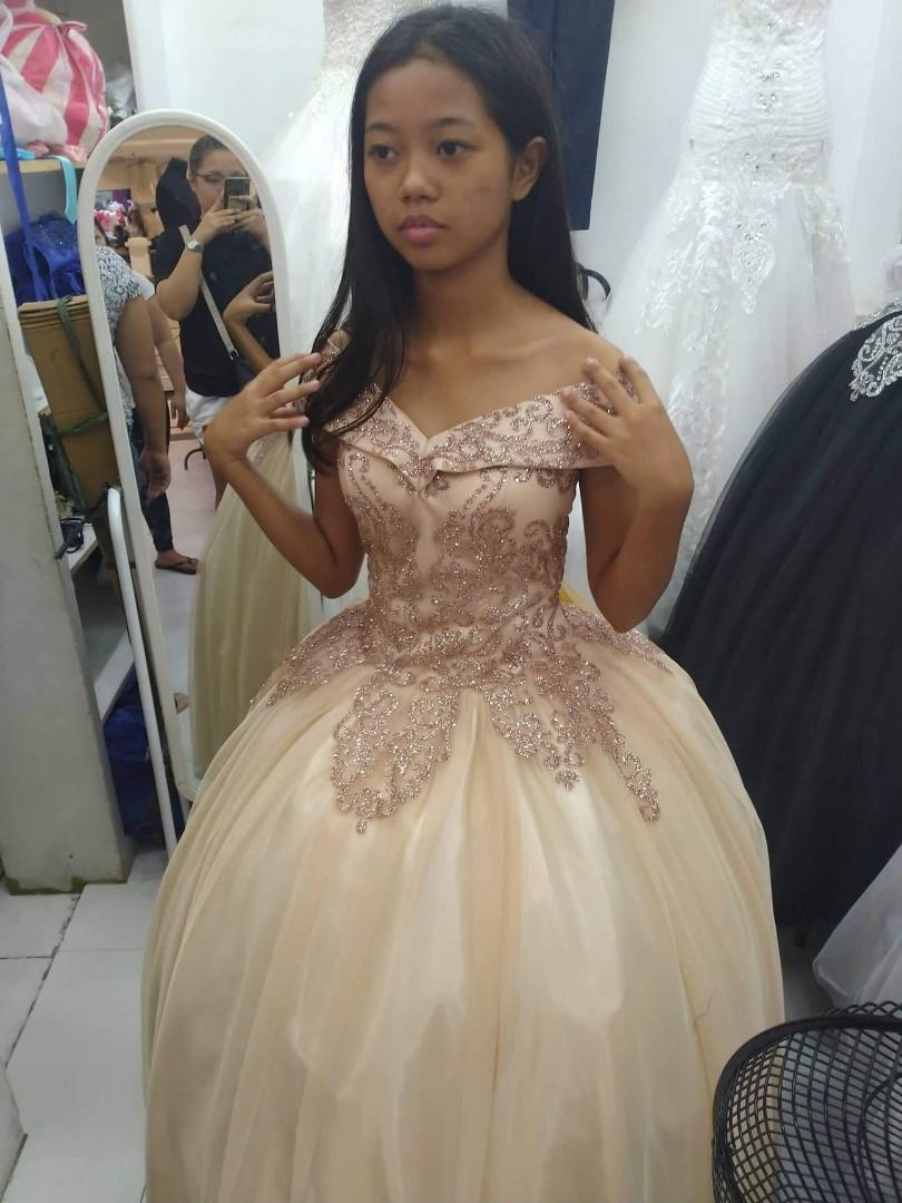 cream ball gown