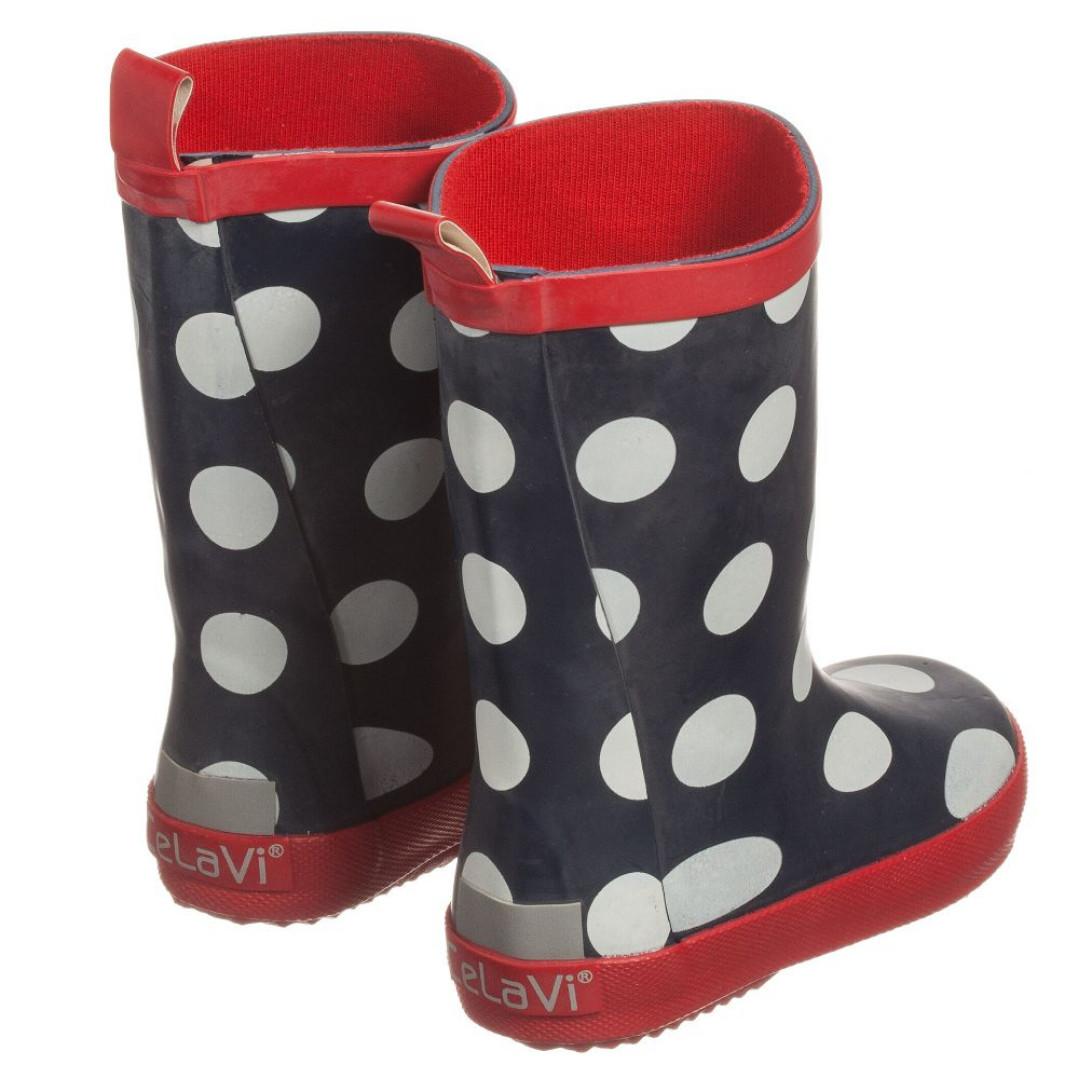Danish Natural rubber Rain waterproof Boots shoes girls boys kids child blue red spots