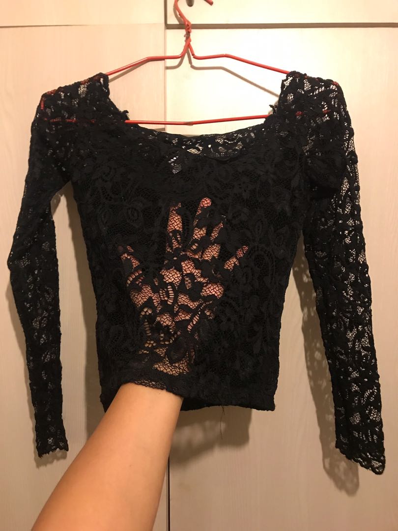 black lace off the shoulder top