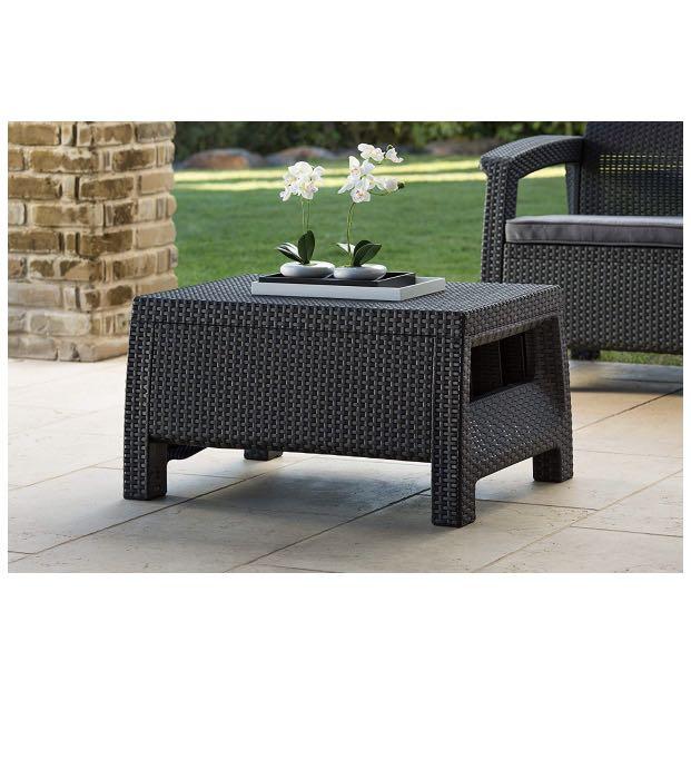 Keter Corfu Coffee Table Modern All Weather Outdoor Patio Garden Backyard Furniture Charcoal Furniture Others On Carousell