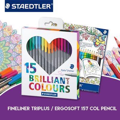 Staedtler 15 Brilliant Colours Triplis Fineliner Marker Set Books