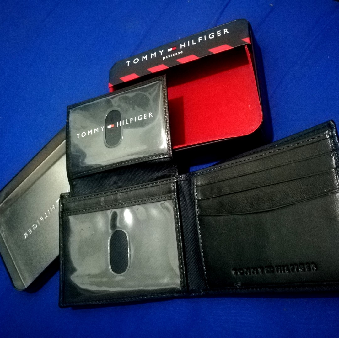 tommy hilfiger eton mini billfold leather wallet in black