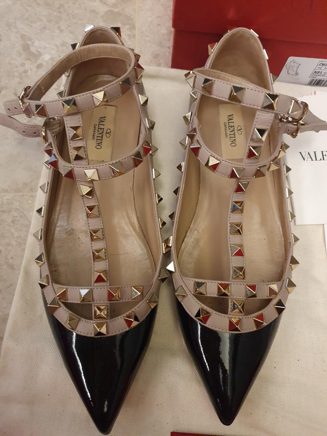 Valentino Rockstud Ballerina Flats Eur 37 1 2 Luxury Shoes On Carousell