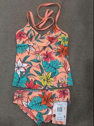 New Roxy Girls Raffle Tankini Size 2