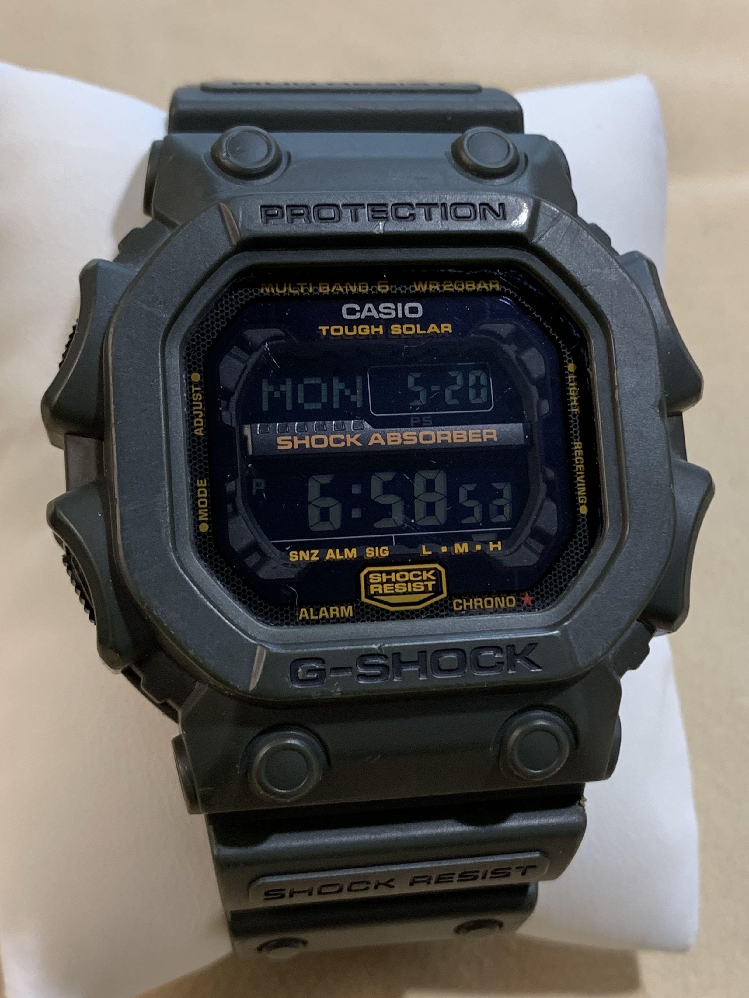特價中古二手G-Shock Army Green GXW-56KG-3 GXW56KG 軍綠大隻佬太陽能電波, 名牌, 手錶- Carousell