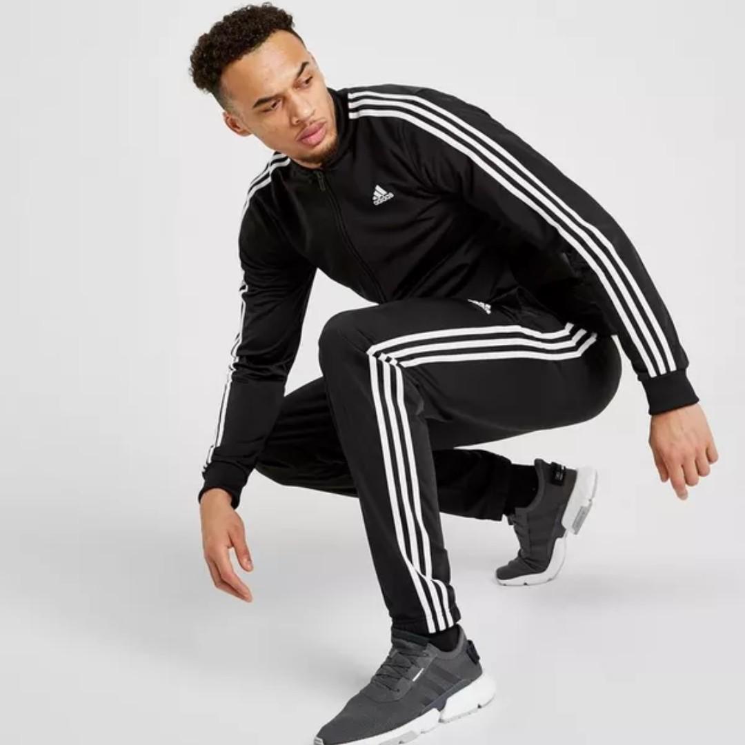 adidas 3 stripe poly tracksuit bottoms mens