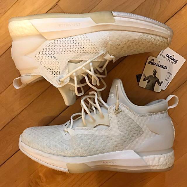 Adidas d lillard 2 primeknit triple white glow