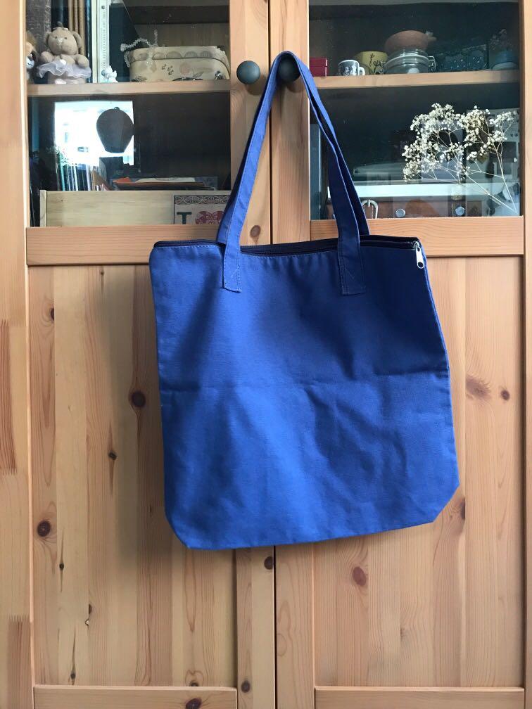 Basic Blue Canvas Tote Bag, Women's 