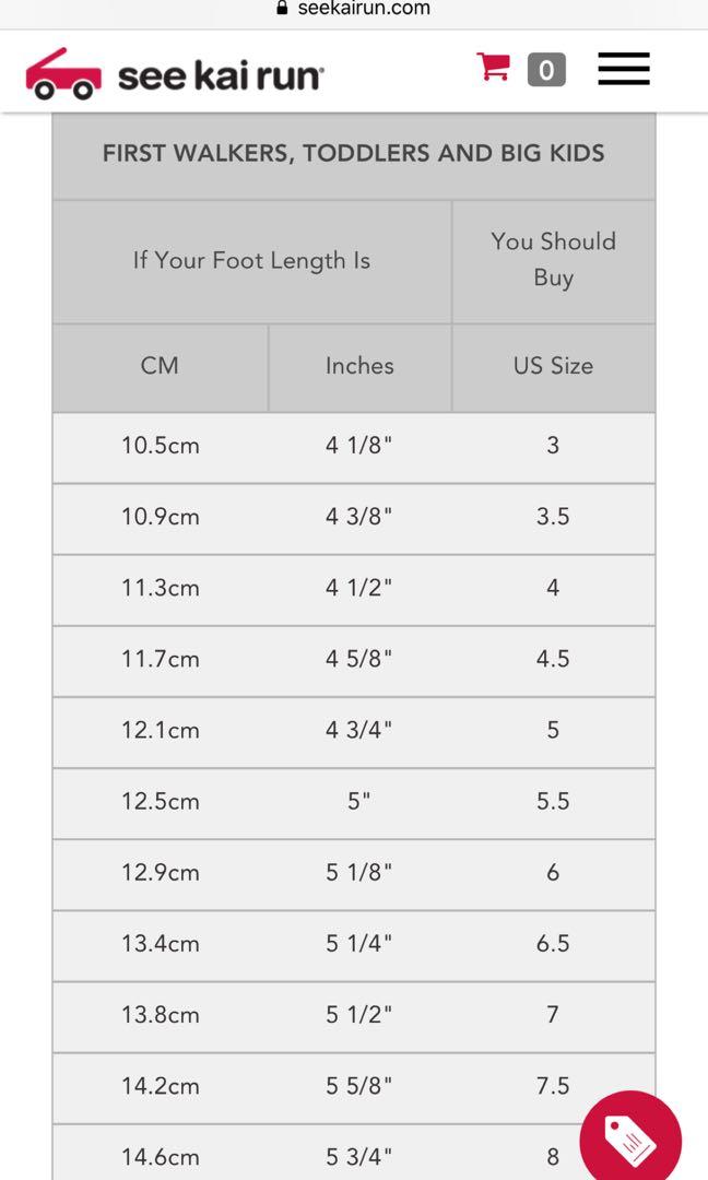 See kai sales run size chart