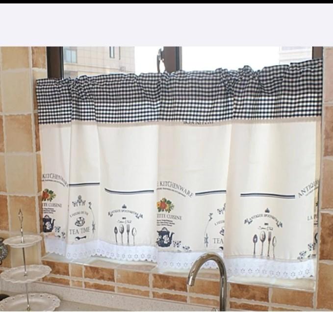 Cafe Curtains And Table Cloth Set Blue Grid Furniture Home
