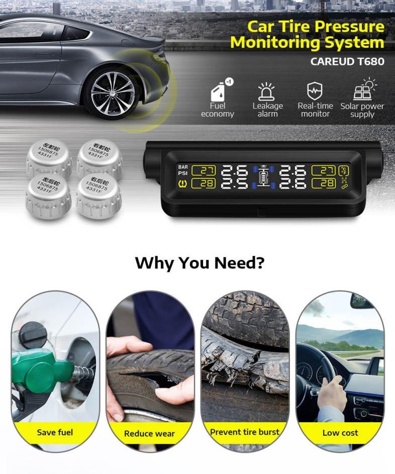 CAREUD T680 Car Wireless External Tire Pressure Temperature Monitoring