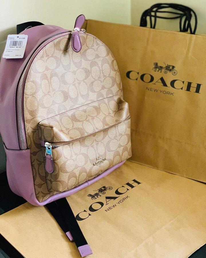 Purple coach backpack clearance