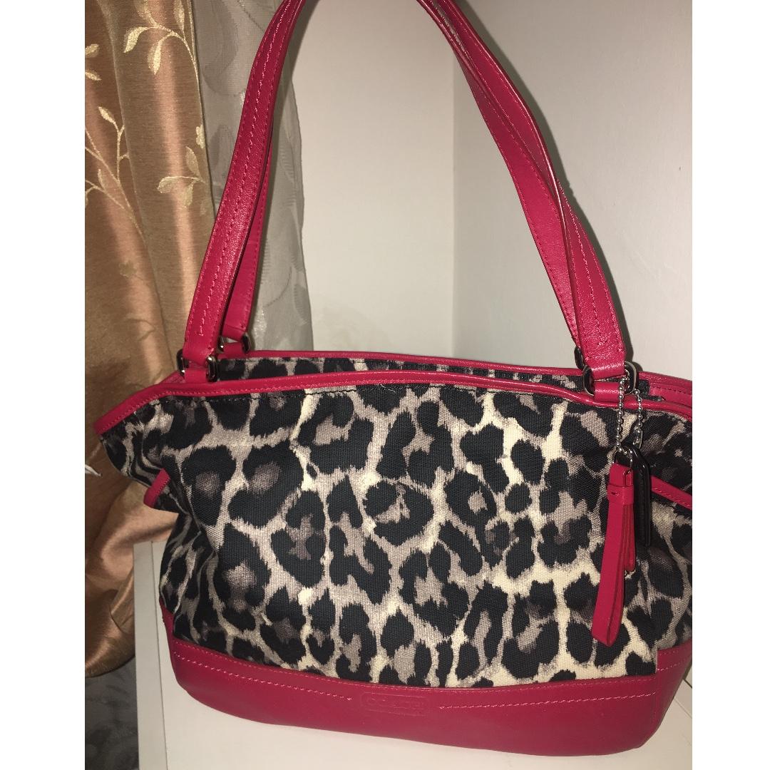 Coach ocelot sales leopard tote