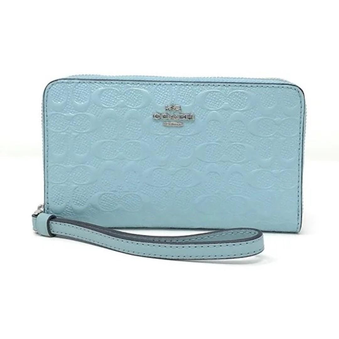 COACH Signature Leather Phone Wallet Wristlet iPhone 7 6 5 Case