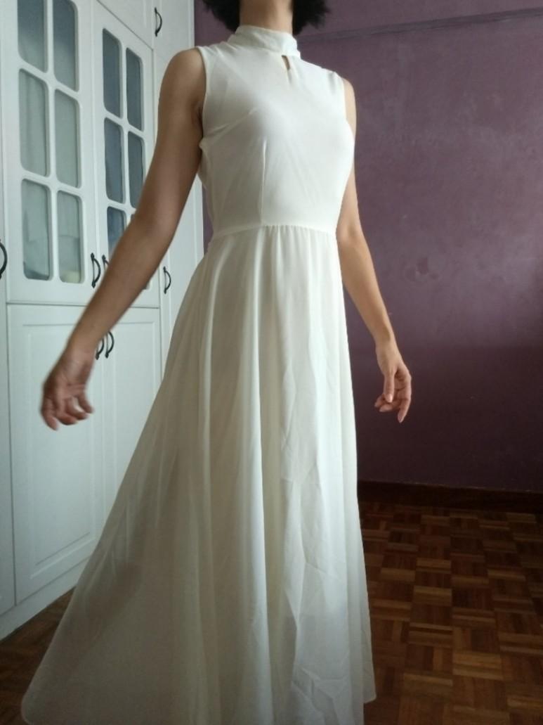 Ethereal White Chiffon Long Maxi Occasion Evening Dress Gown Date