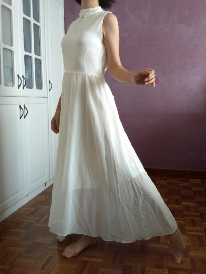Ethereal White Chiffon Long Maxi Occasion Evening Dress Gown Date