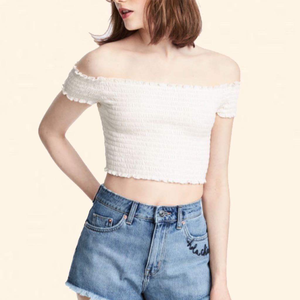 H&m off top shoulder crop top