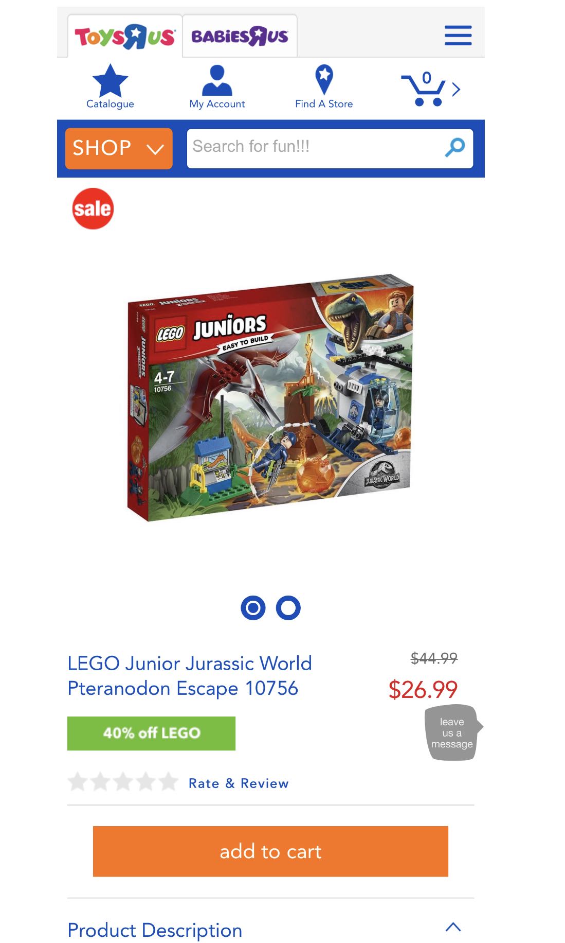 LEGO Junior Jurassic World Pteranodon Escape 10756 (BNIB), Hobbies ...