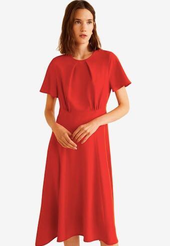 Mango Gathered Details Dress Red Women s Fashion Dresses