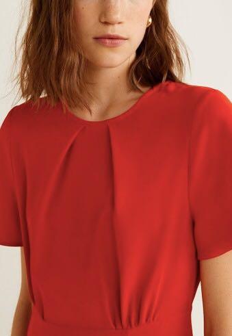 Mango Gathered Details Dress Red Women s Fashion Dresses
