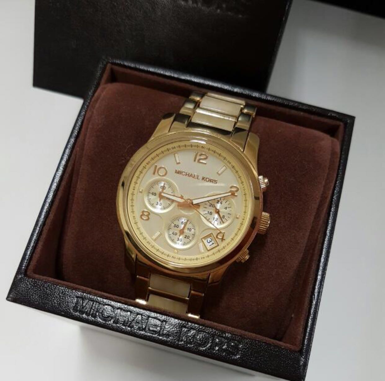 Michael Kors Runaway Chronograph Gold-Tone Stainless Watch MK5660 ...