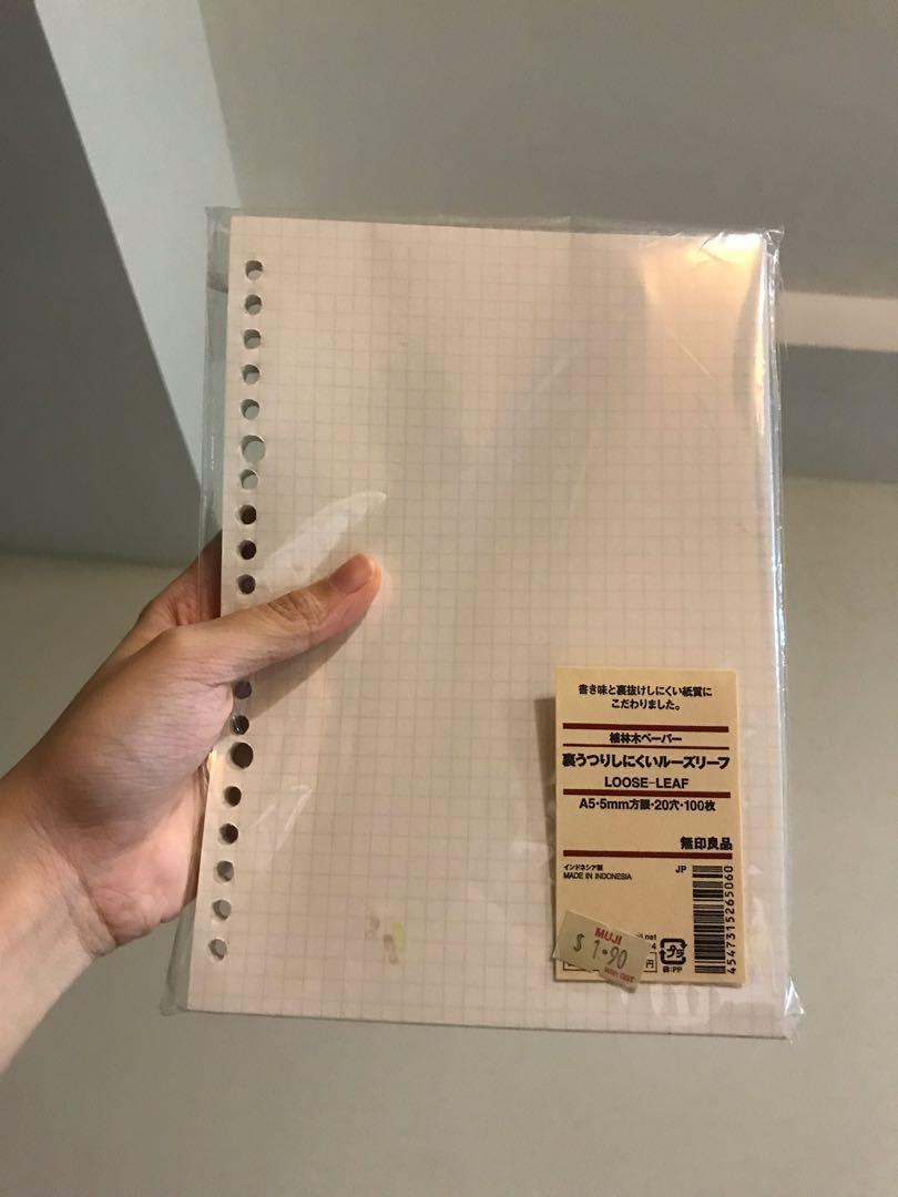 Muji Loose Leaf Paper A5, Hobbies & Toys, Stationery & Craft