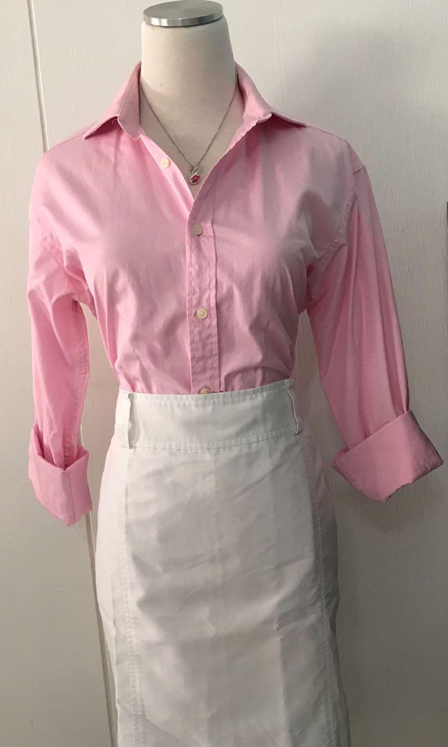 pink polo shirt outfit women's