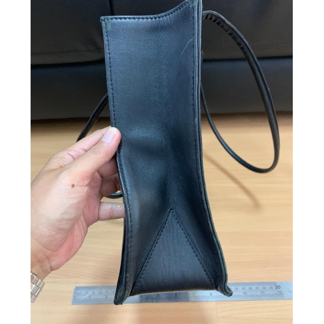 Plain Black Leather Tote Shoulder Bag (No Brand), Women's Fashion, Bags