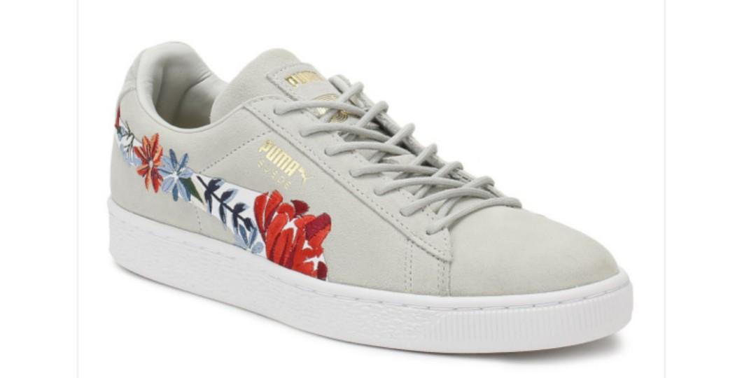 Puma Suede Classic Embroidered Trainers In Glacier Grey Women s Fashion Footwear Sneakers on Carousell