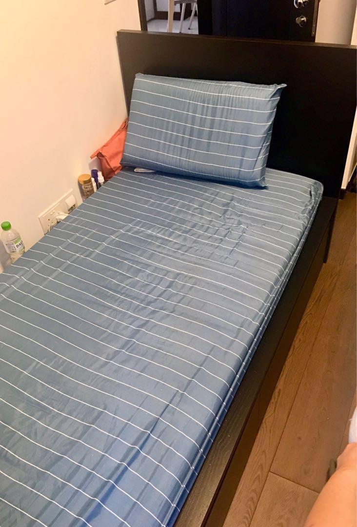Single Bed Ikea Malm With Drawers Mattress Furniture Beds