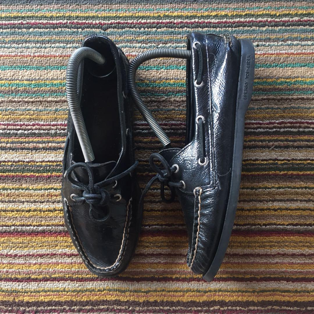 sperry patent leather boat shoes