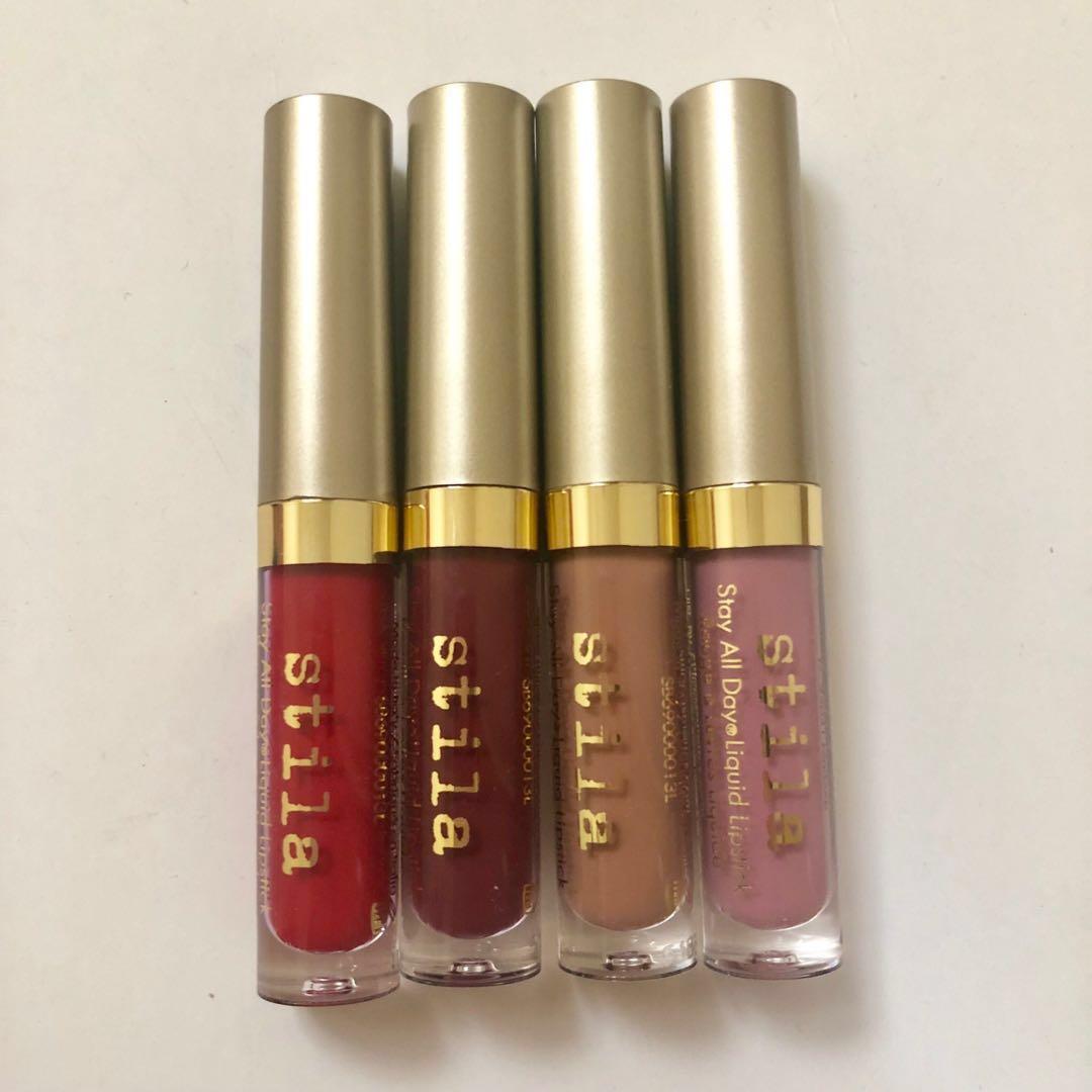 STILA All Day Liquid Lipstick Mini (Category: Makeup) located in Manila. Submitted by _bizzd_ (Listing ID 212577821, Image 2). Description: On hand, Authentic and brand new from US 😊 Php 400 EACH!! Available shades: Fiery and Vino - ❌SOLD Fia Baci +SHIPPING starts at: 🧡65 for METRO MANILA onlyy 💚150 for shipping locations OUTSIDE metro manila (ex. Valenzuela, Rizal, Bulacan, Cavite, Zambales, Laguna etc).