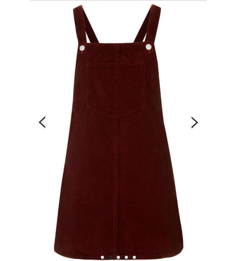 topshop burgundy pinafore dress