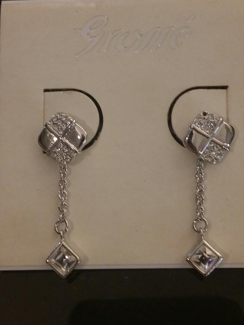 White metal earrings sale