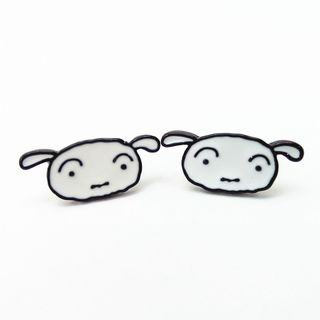 May group purchase Crayon Shin-chan小白 cartoon drip oil asymmetrical earring no ear hole clip-on earrings 6 #MTRkt629956336693791127