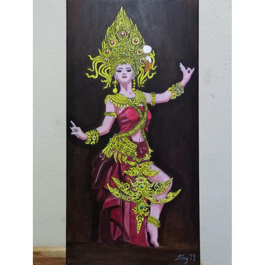 Acrylic Painting Of A Thai Woman Design Craft Art Prints On
