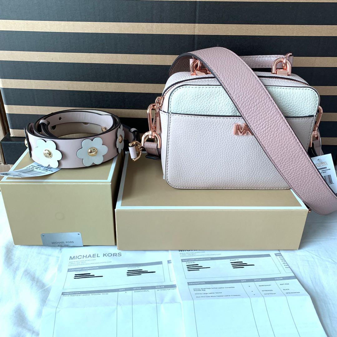 Authentic Full set Michael Kors mott mini bag w Full leather guitar strap